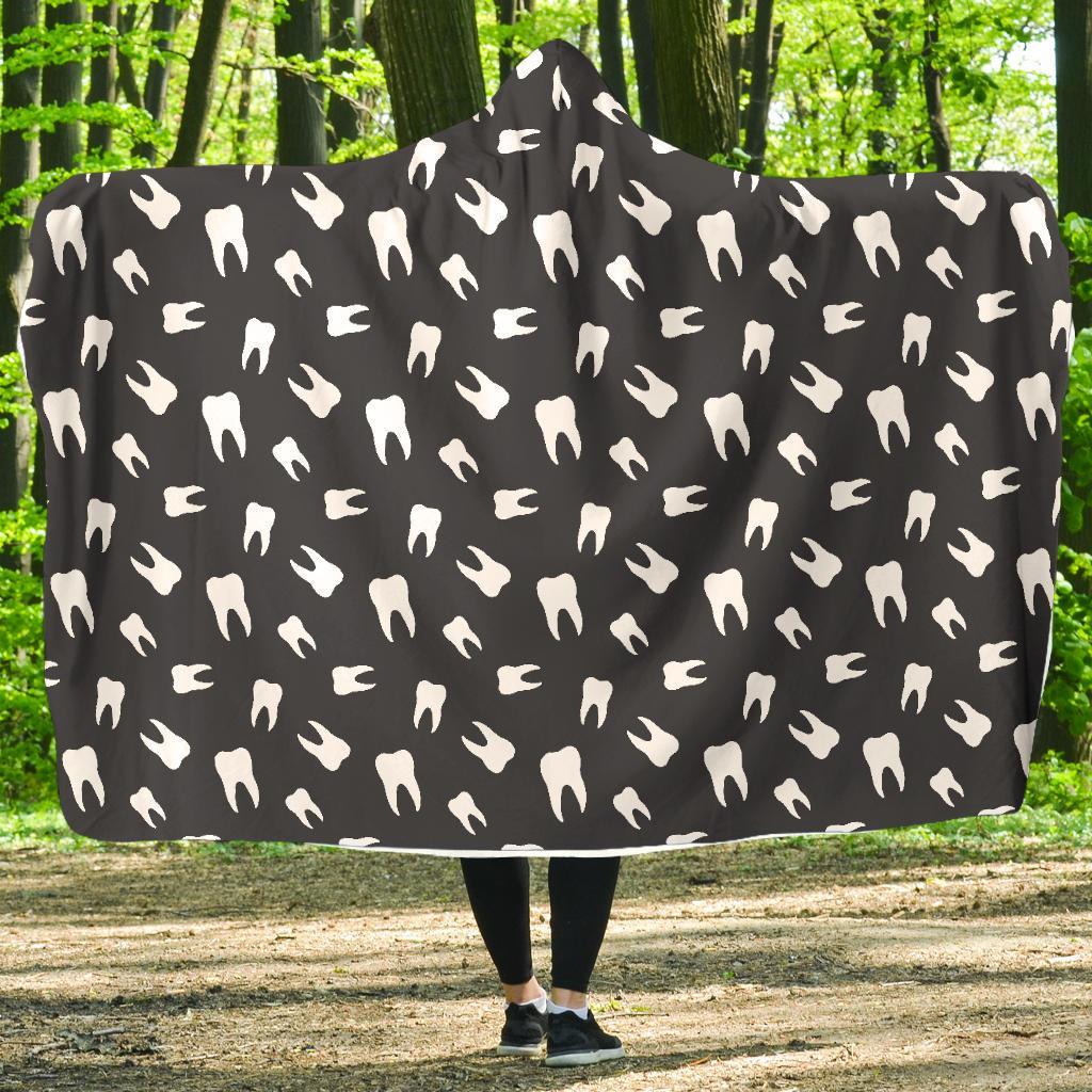 Dentist Dental Dentistry Tooth Pattern Print Hooded Blanket-grizzshop