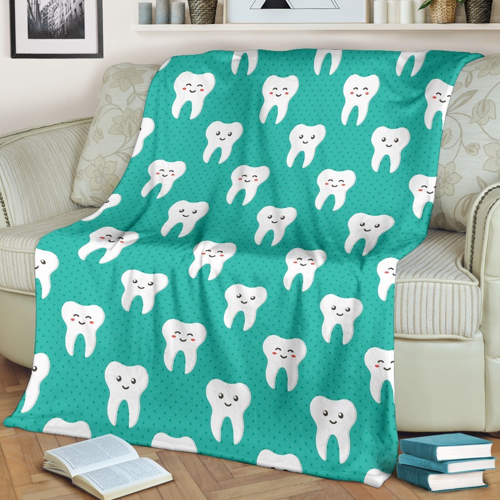 Dentistry Dentist Dental Tooth Pattern Print Blanket-grizzshop