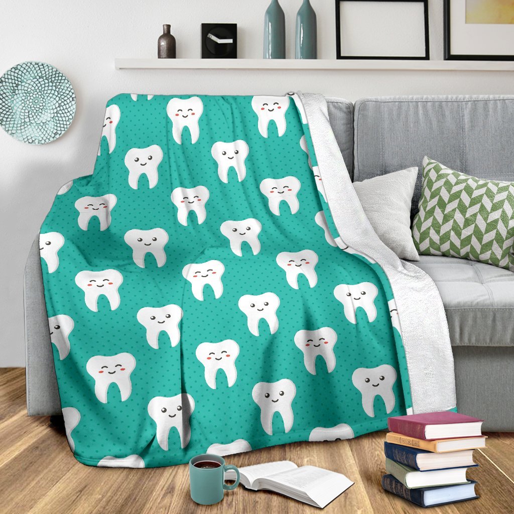 Dentistry Dentist Dental Tooth Pattern Print Blanket-grizzshop