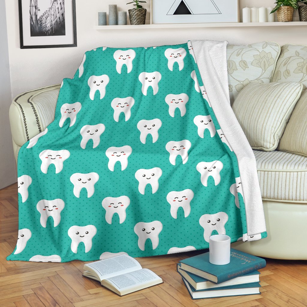 Dentistry Dentist Dental Tooth Pattern Print Blanket-grizzshop