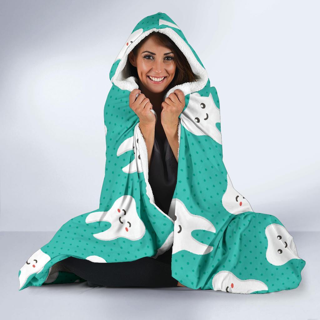 Dentistry Dentist Dental Tooth Pattern Print Hooded Blanket-grizzshop