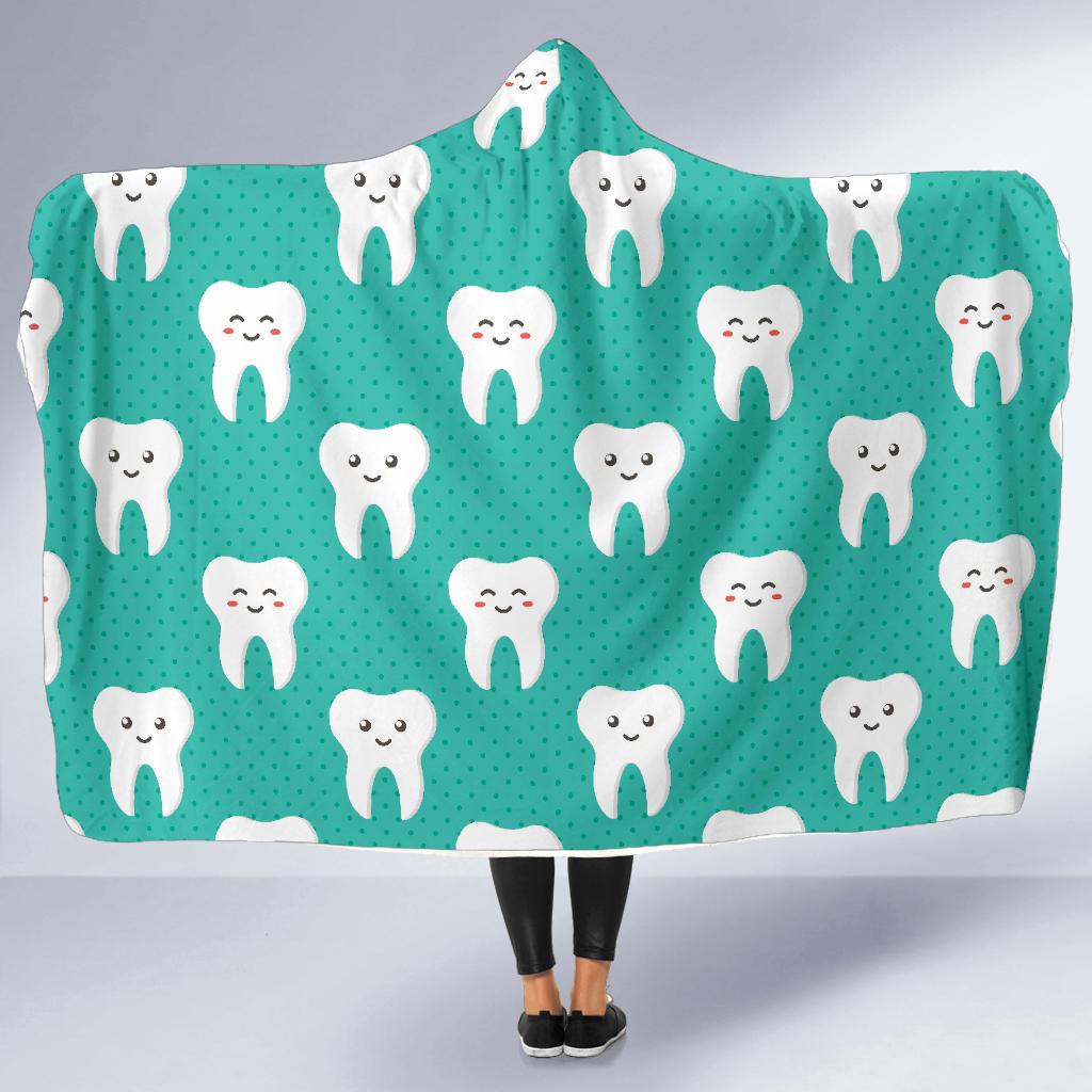 Dentistry Dentist Dental Tooth Pattern Print Hooded Blanket-grizzshop