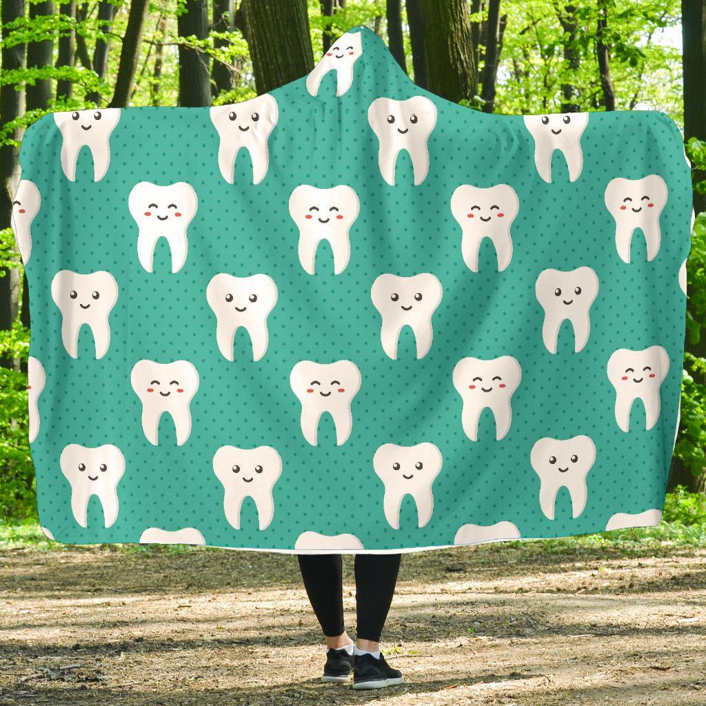 Dentistry Dentist Dental Tooth Pattern Print Hooded Blanket-grizzshop