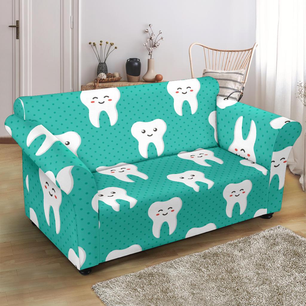 Dentistry Dentist Dental Tooth Pattern Print Loveseat Cover-grizzshop