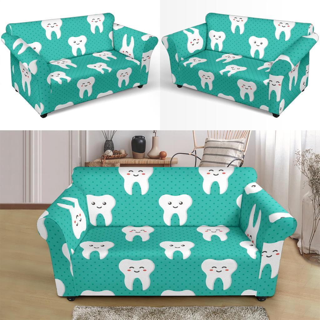 Dentistry Dentist Dental Tooth Pattern Print Loveseat Cover-grizzshop