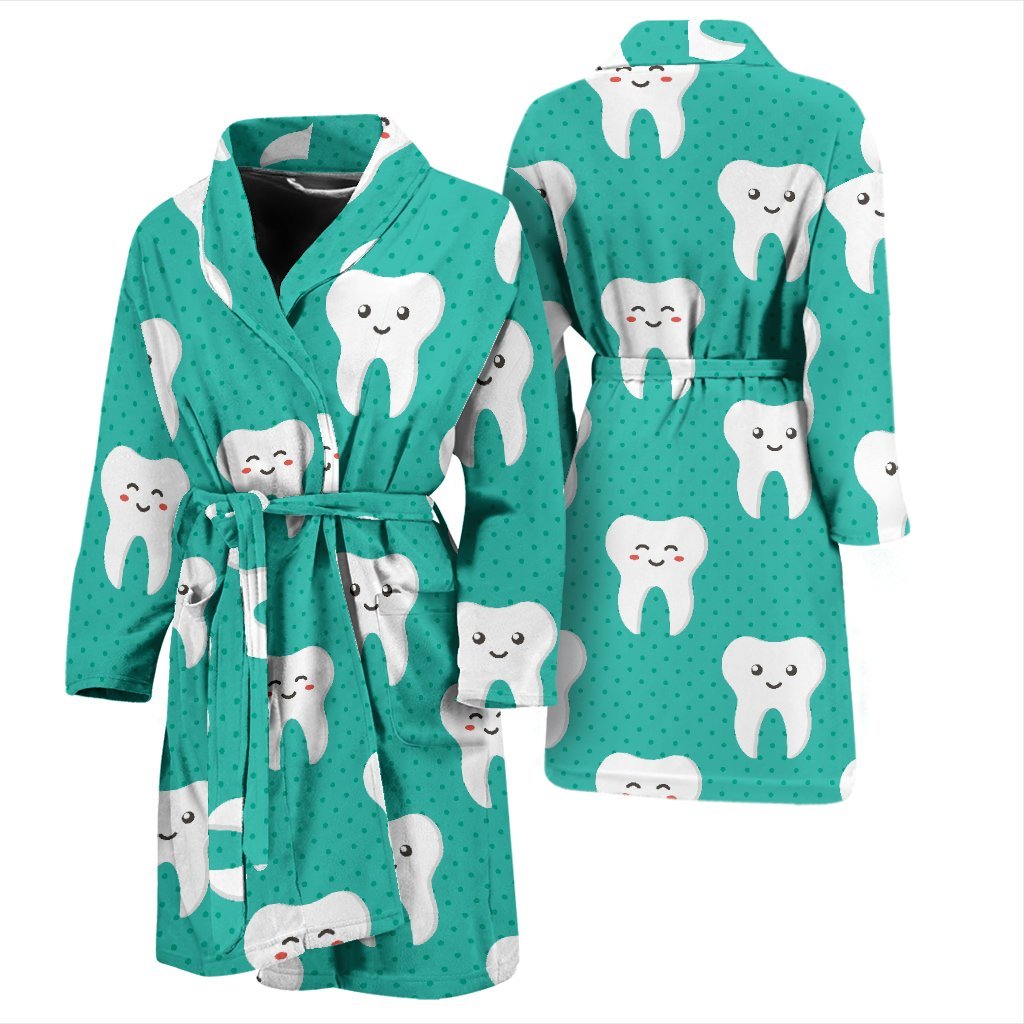 Dentistry Dentist Dental Tooth Pattern Print Men Long Robe-grizzshop