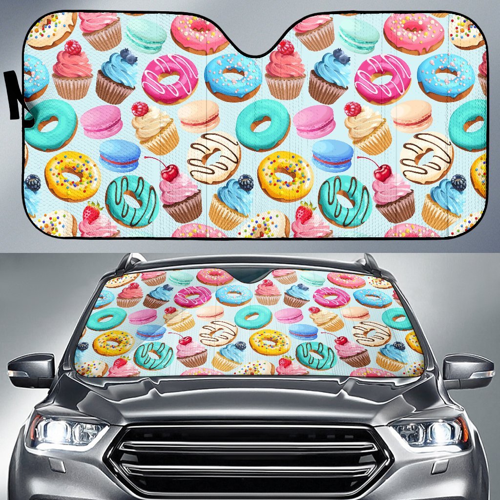 Dessert Cupcake Pattern Print Car Sun Shade-grizzshop