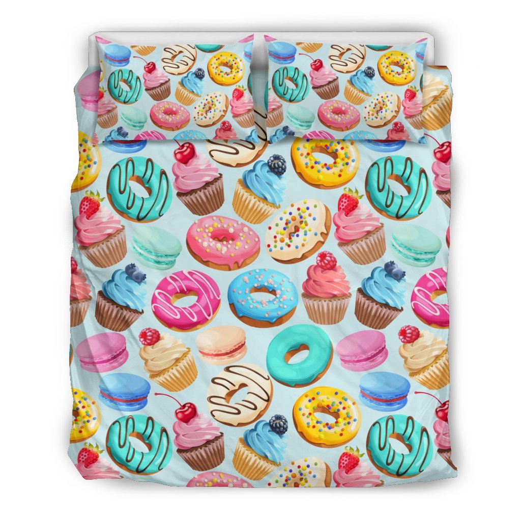 Dessert Cupcake Pattern Print Duvet Cover Bedding Set-grizzshop