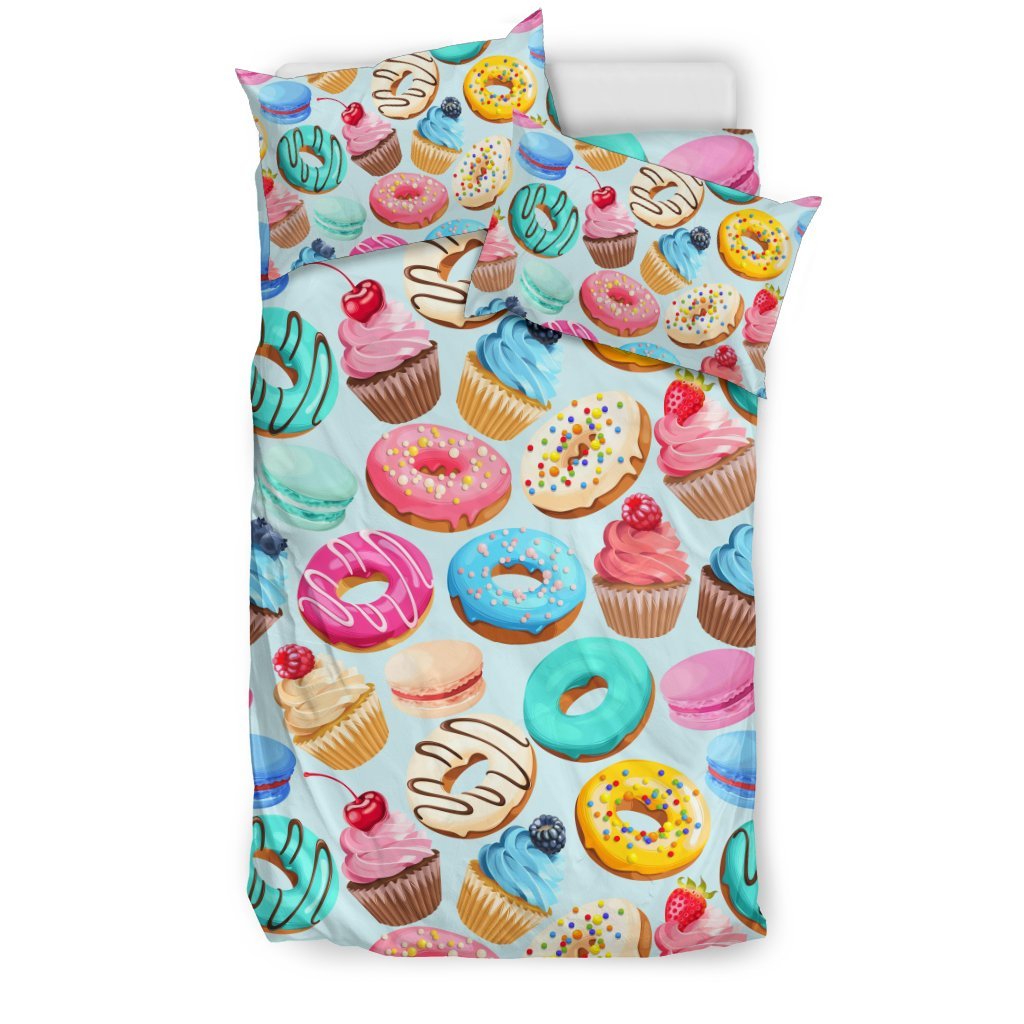 Dessert Cupcake Pattern Print Duvet Cover Bedding Set-grizzshop