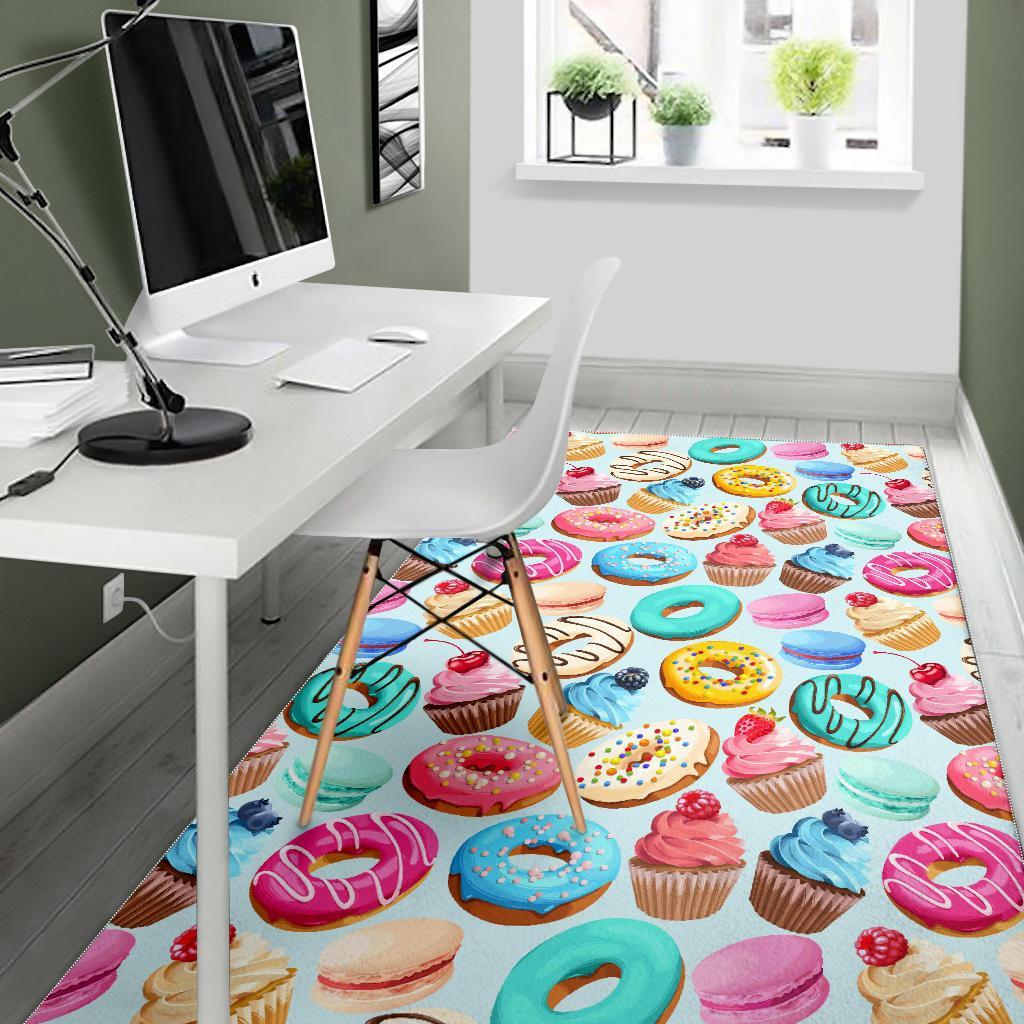 Dessert Cupcake Pattern Print Floor Mat-grizzshop