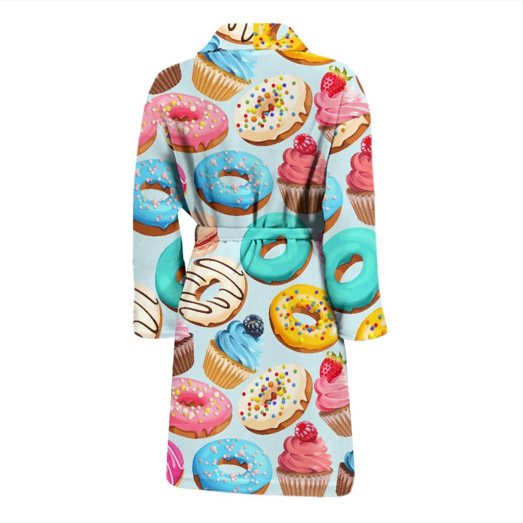 Dessert Cupcake Pattern Print Men Long Robe-grizzshop