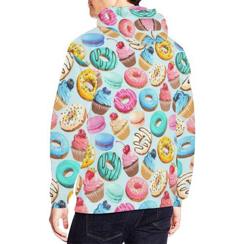 Dessert Cupcake Pattern Print Men Pullover Hoodie-grizzshop