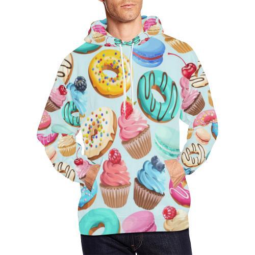 Dessert Cupcake Pattern Print Men Pullover Hoodie-grizzshop