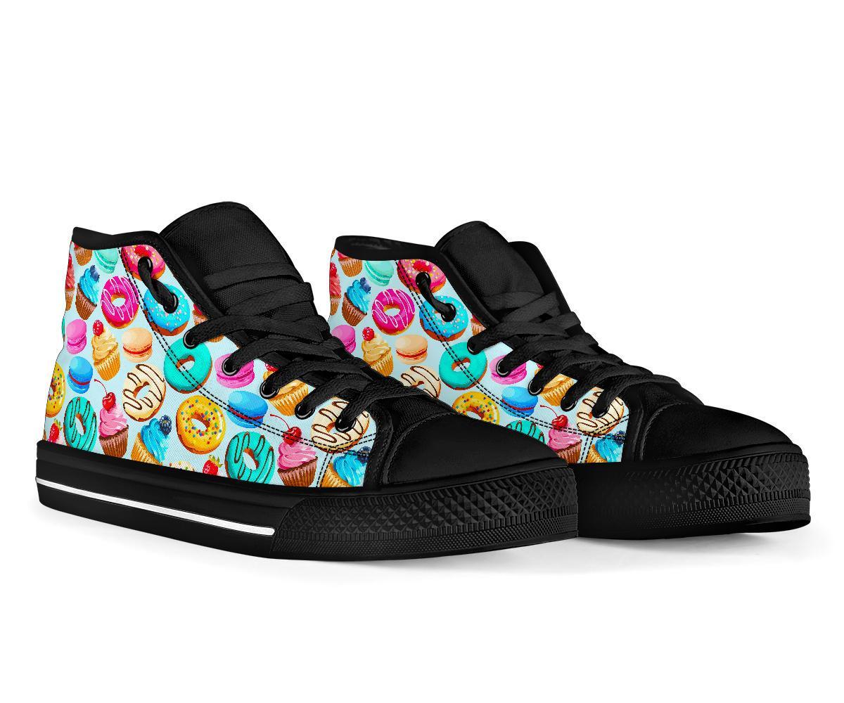 Dessert Cupcake Pattern Print Men Women's High Top Shoes-grizzshop