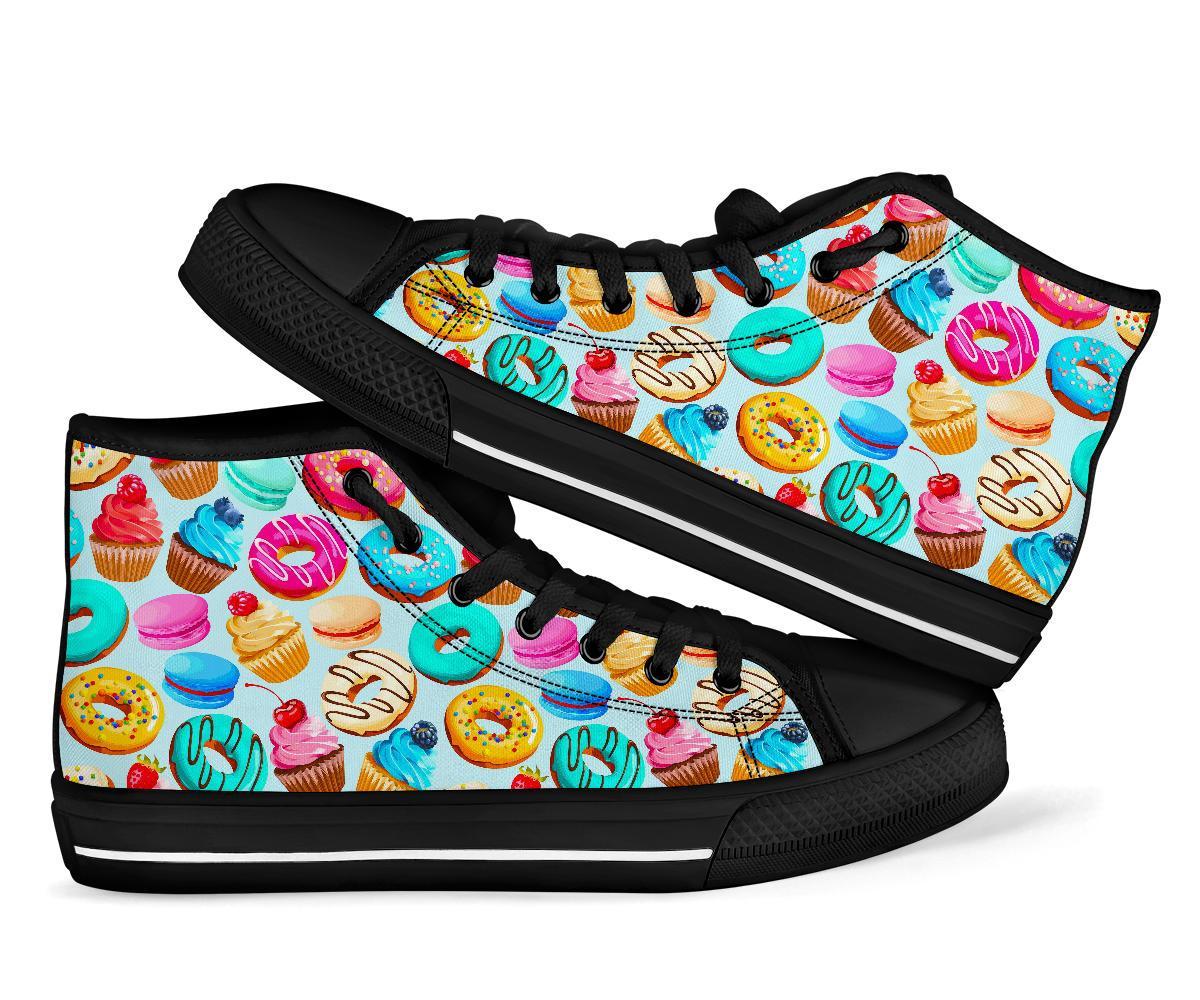 Dessert Cupcake Pattern Print Men Women's High Top Shoes-grizzshop