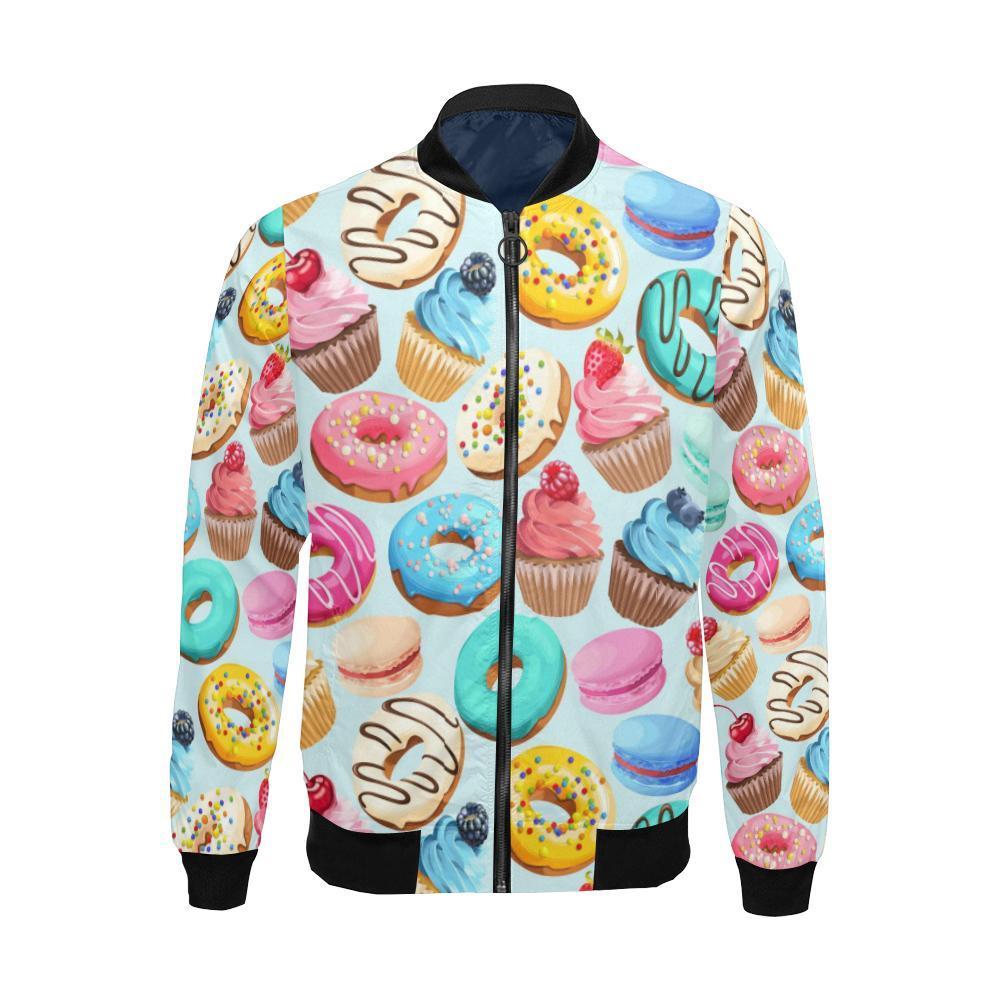 Dessert Cupcake Pattern Print Men's Bomber Jacket-grizzshop