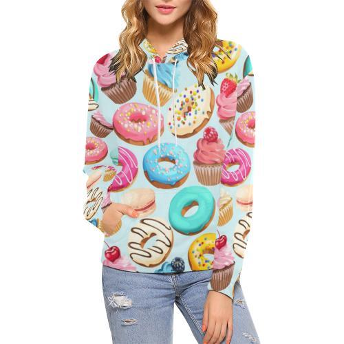 Dessert Cupcake Pattern Print Women Pullover Hoodie-grizzshop