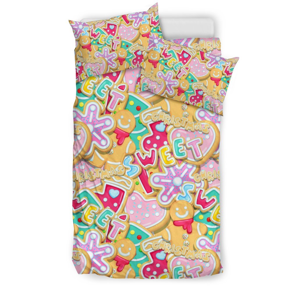 Dessert Gingerbread Man Chirstmas Pattern Print Duvet Cover Bedding Set-grizzshop