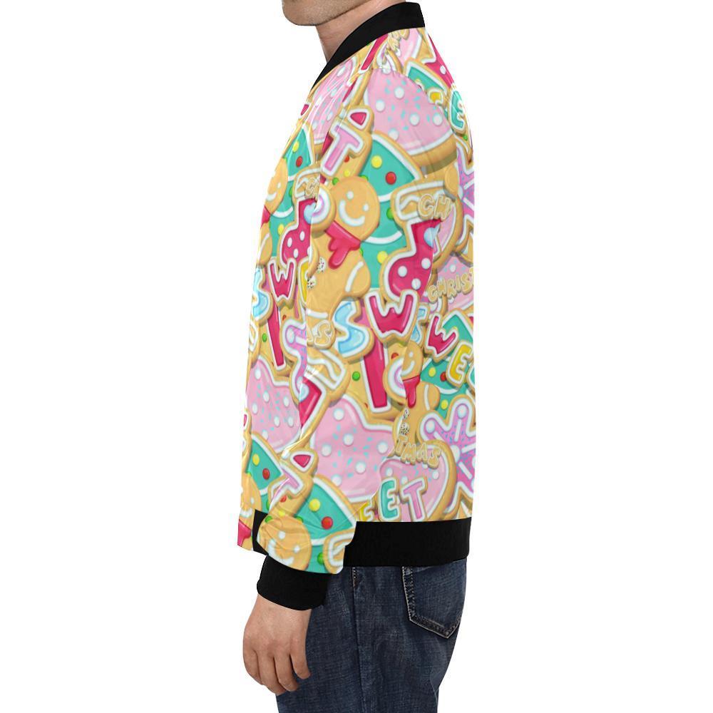 Dessert Gingerbread Man Chirstmas Pattern Print Men's Bomber Jacket-grizzshop