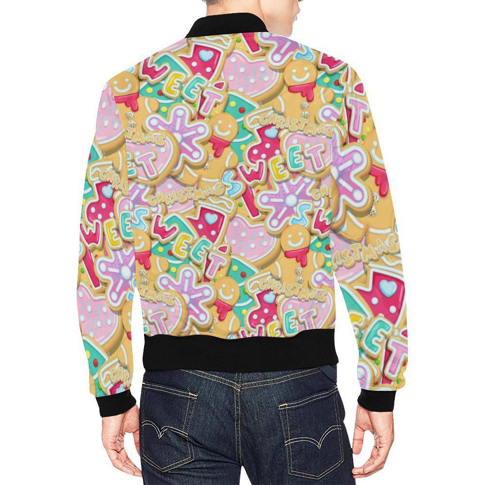 Dessert Gingerbread Man Chirstmas Pattern Print Men's Bomber Jacket-grizzshop