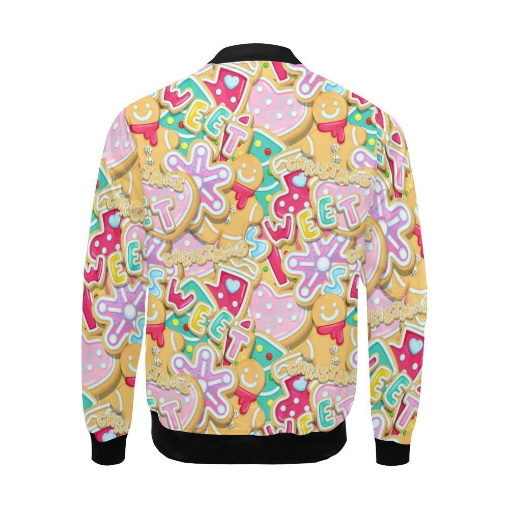 Dessert Gingerbread Man Chirstmas Pattern Print Men's Bomber Jacket-grizzshop