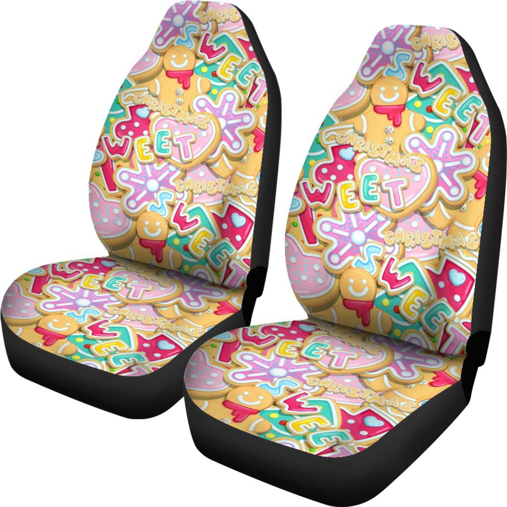 Dessert Gingerbread Man Chirstmas Pattern Print Universal Fit Car Seat Cover-grizzshop