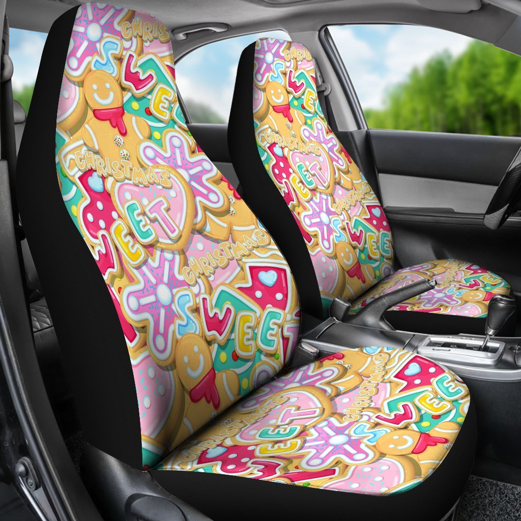 Dessert Gingerbread Man Chirstmas Pattern Print Universal Fit Car Seat Cover-grizzshop