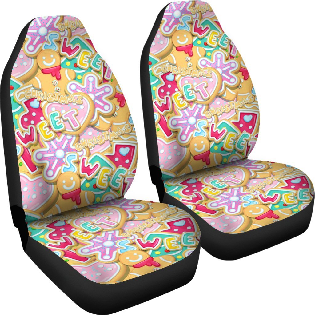 Dessert Gingerbread Man Chirstmas Pattern Print Universal Fit Car Seat Cover-grizzshop