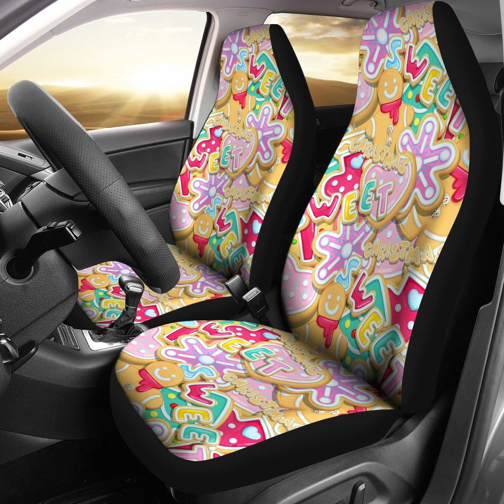 Dessert Gingerbread Man Chirstmas Pattern Print Universal Fit Car Seat Cover-grizzshop