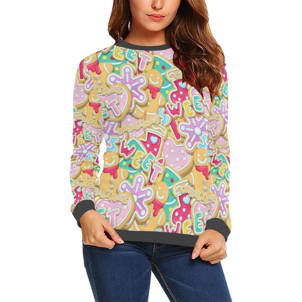 Dessert Gingerbread Man Chirstmas Pattern Print Women's Sweatshirt-grizzshop