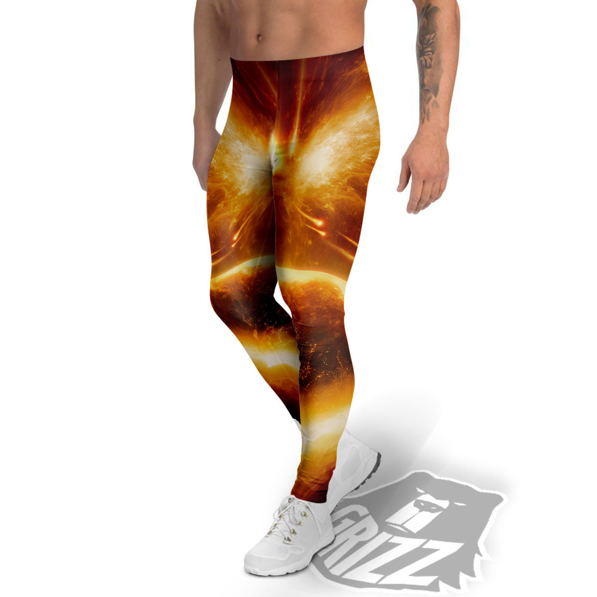 Destruction Of Planet Earth Print Men's Leggings-grizzshop