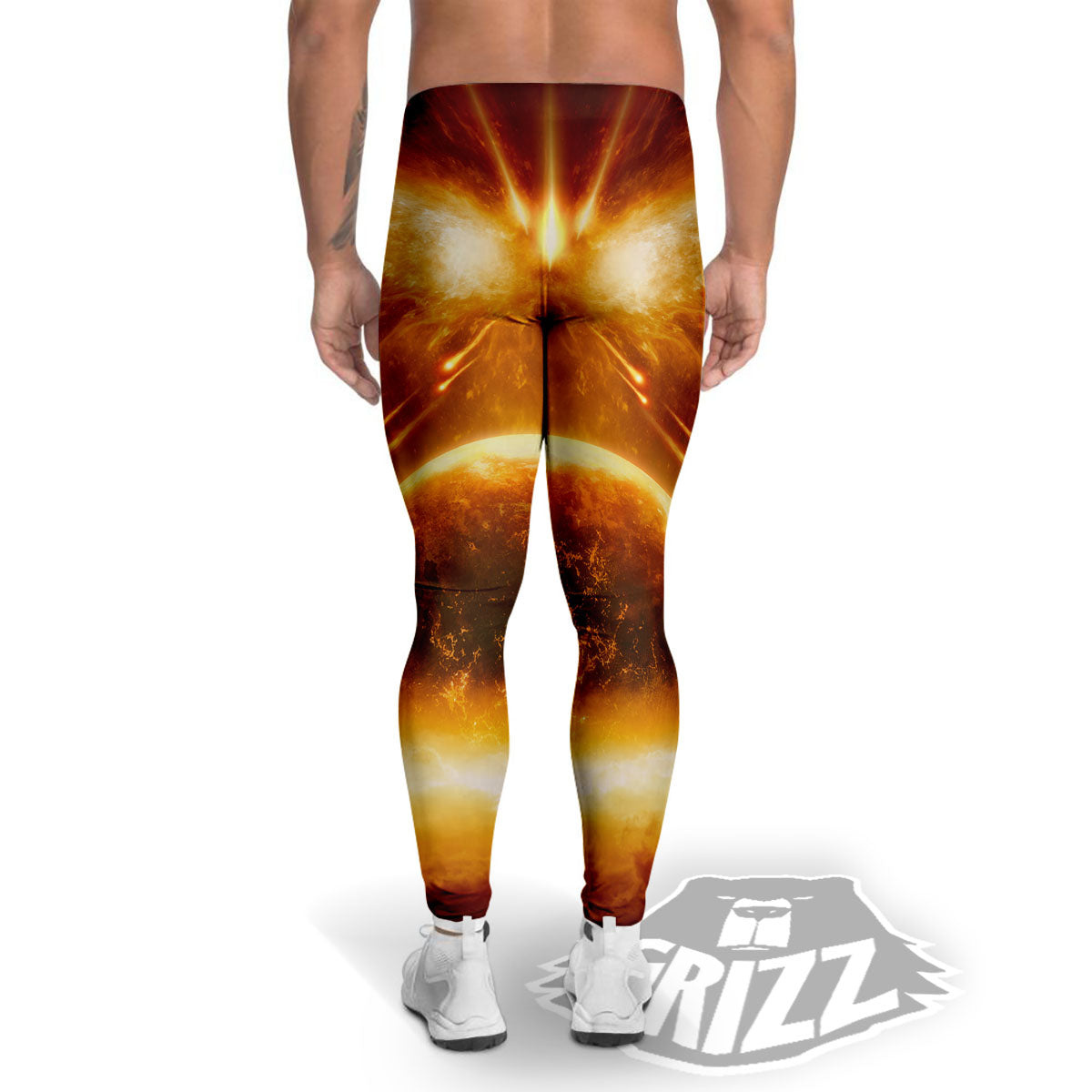 Destruction Of Planet Earth Print Men's Leggings-grizzshop