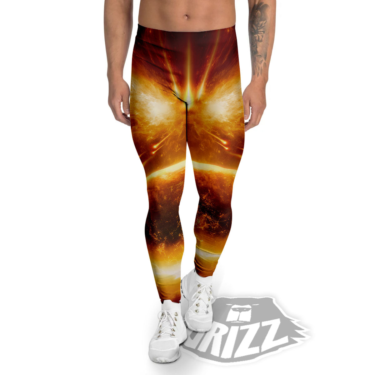 Destruction Of Planet Earth Print Men's Leggings-grizzshop