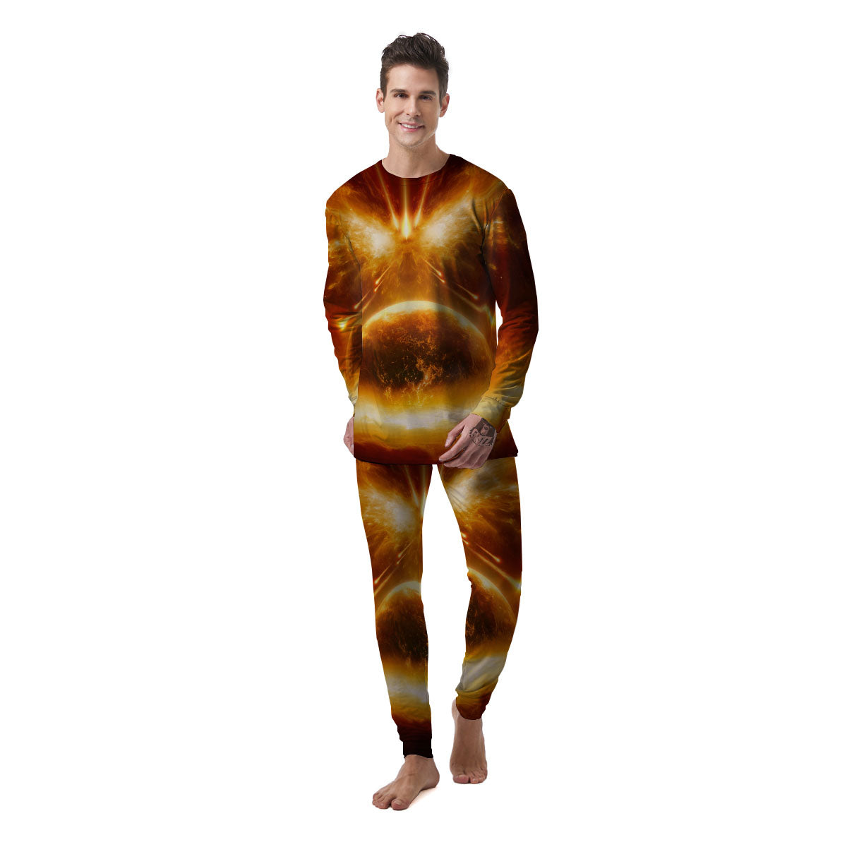 Destruction Of Planet Earth Print Men's Pajamas-grizzshop