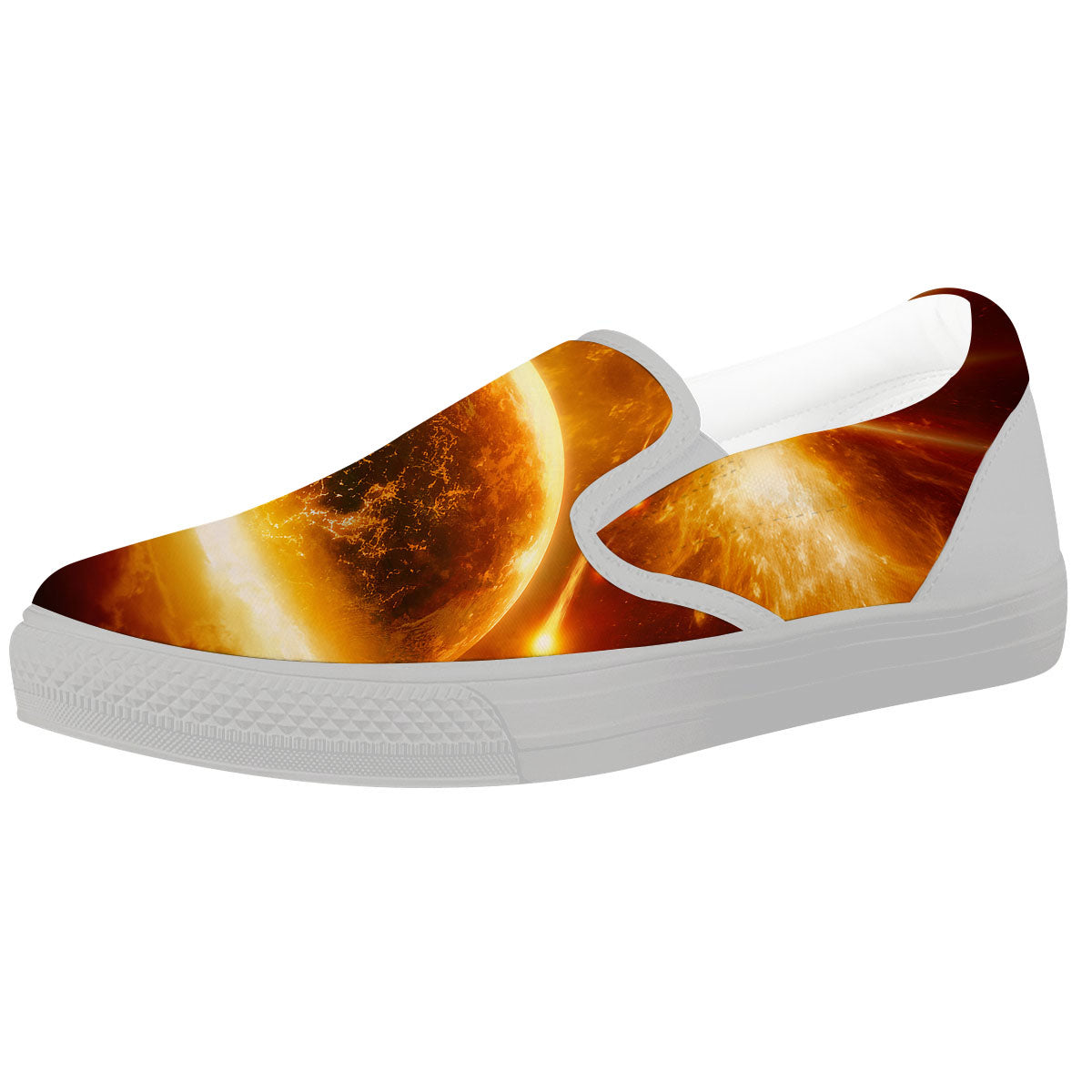 Destruction Of Planet Earth Print White Slip On Shoes-grizzshop