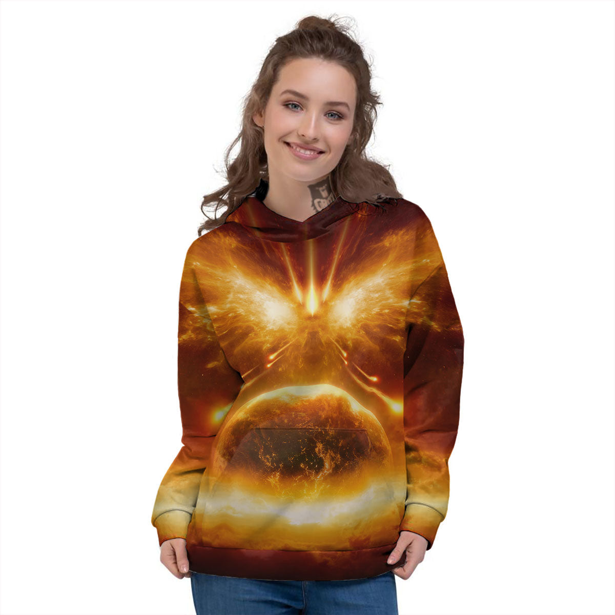 Destruction Of Planet Earth Print Women's Hoodie