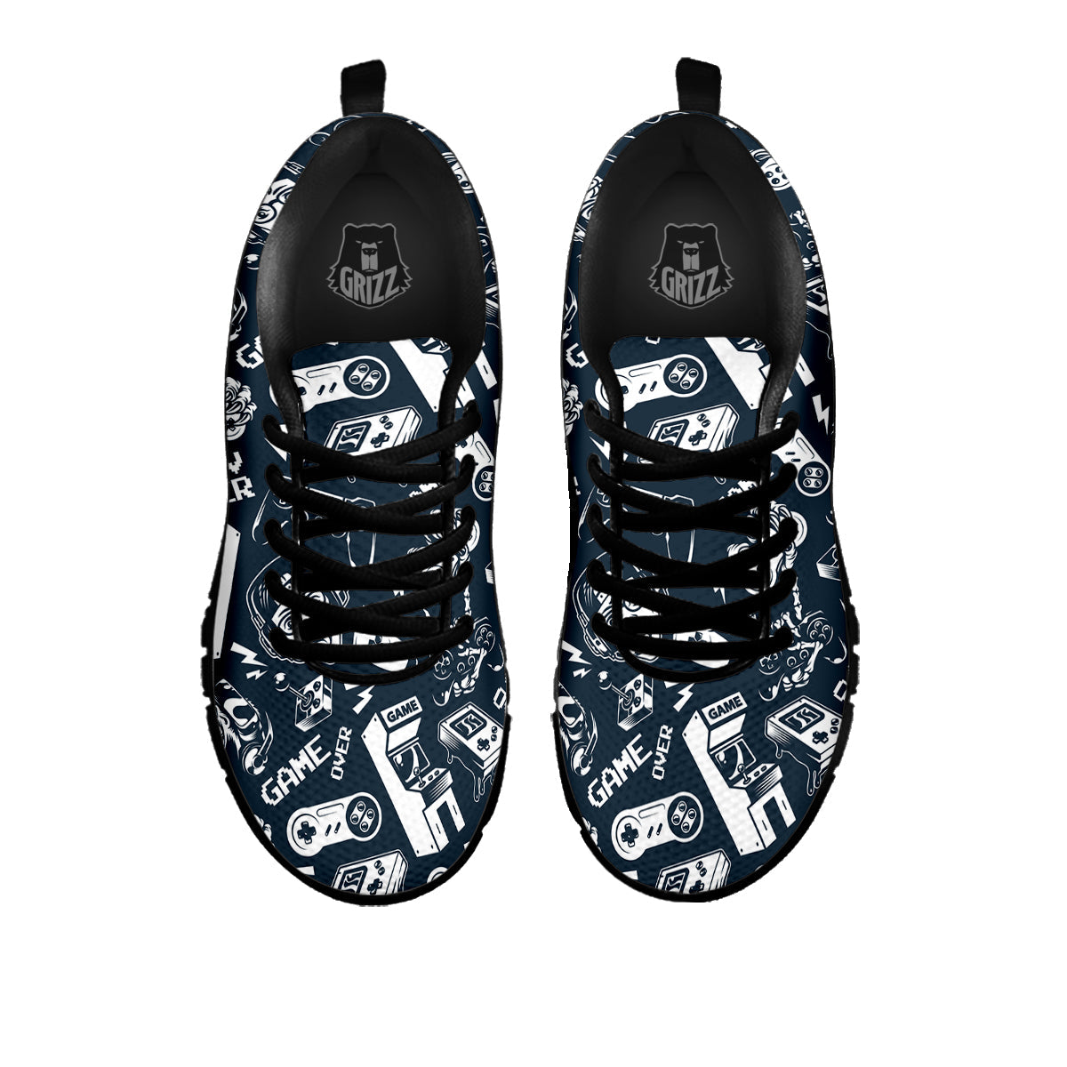 Devices Video Game Print Pattern Black Sneaker-grizzshop