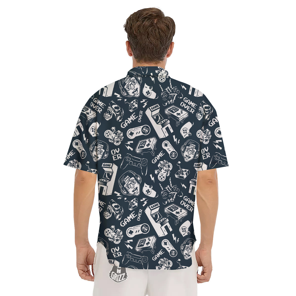 Devices Video Game Print Pattern Men's Short Sleeve Shirts-grizzshop