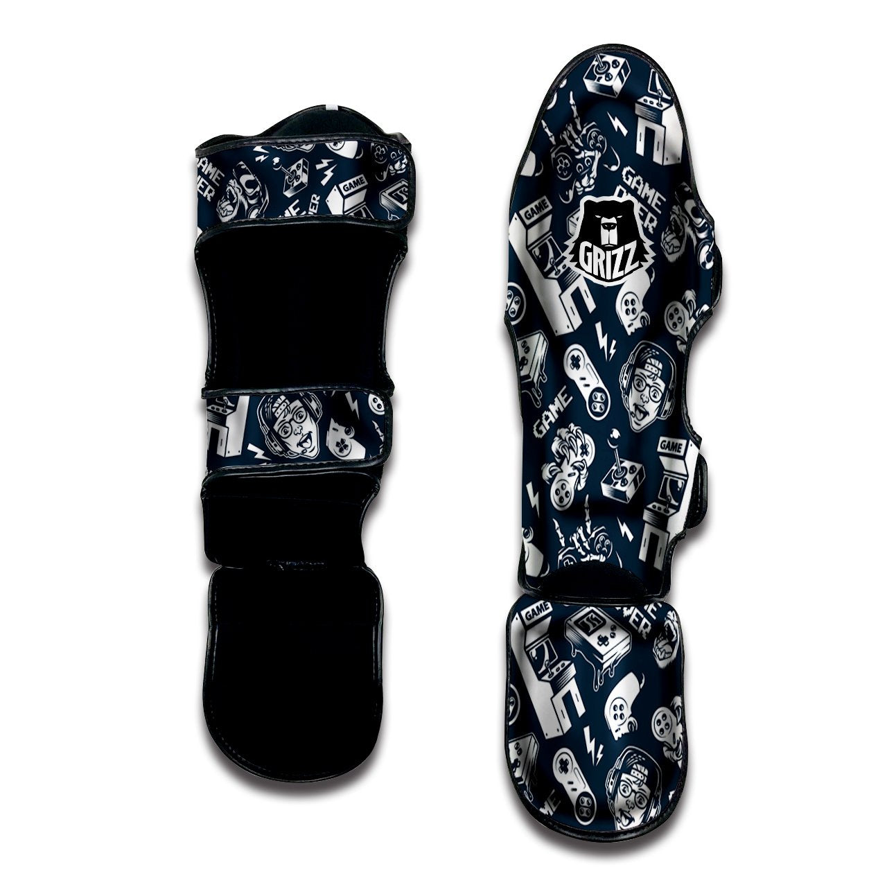 Devices Video Game Print Pattern Muay Thai Shin Guards-grizzshop