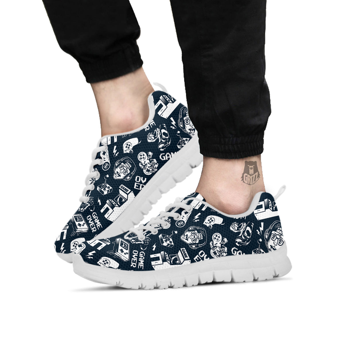Devices Video Game Print Pattern White Sneaker-grizzshop