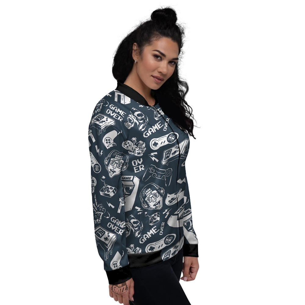 Devices Video Game Print Pattern Women's Bomber Jacket-grizzshop