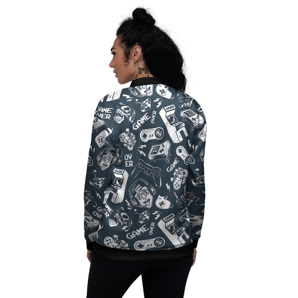 Devices Video Game Print Pattern Women's Bomber Jacket-grizzshop