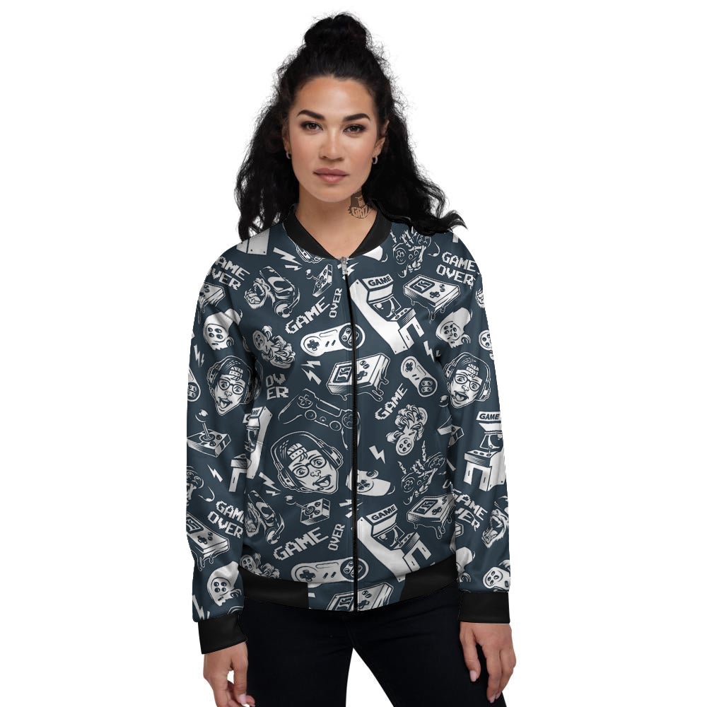 Devices Video Game Print Pattern Women's Bomber Jacket-grizzshop