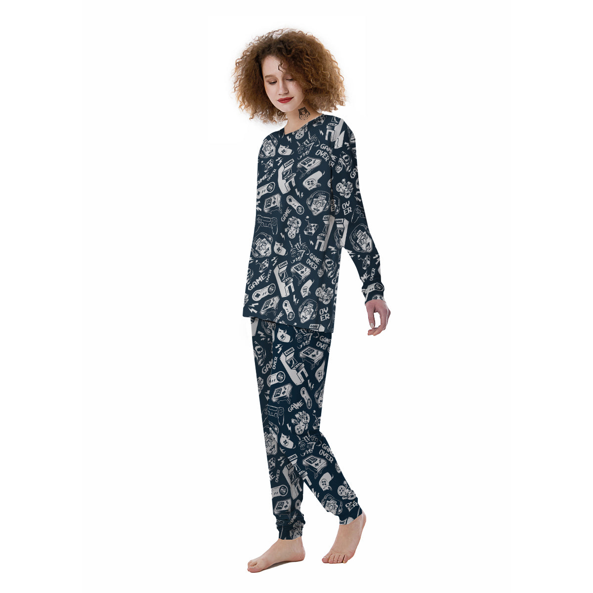 Devices Video Game Print Pattern Women's Pajamas-grizzshop