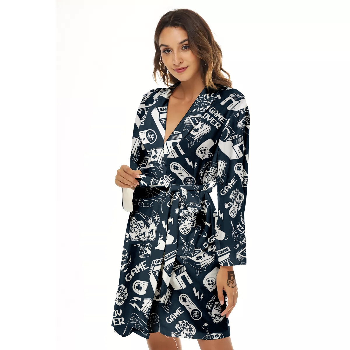 Devices Video Game Print Pattern Women's Robe-grizzshop