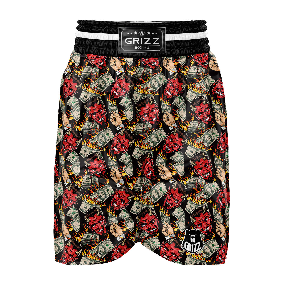 Devil And Dollar Print Pattern Boxing Shorts-grizzshop