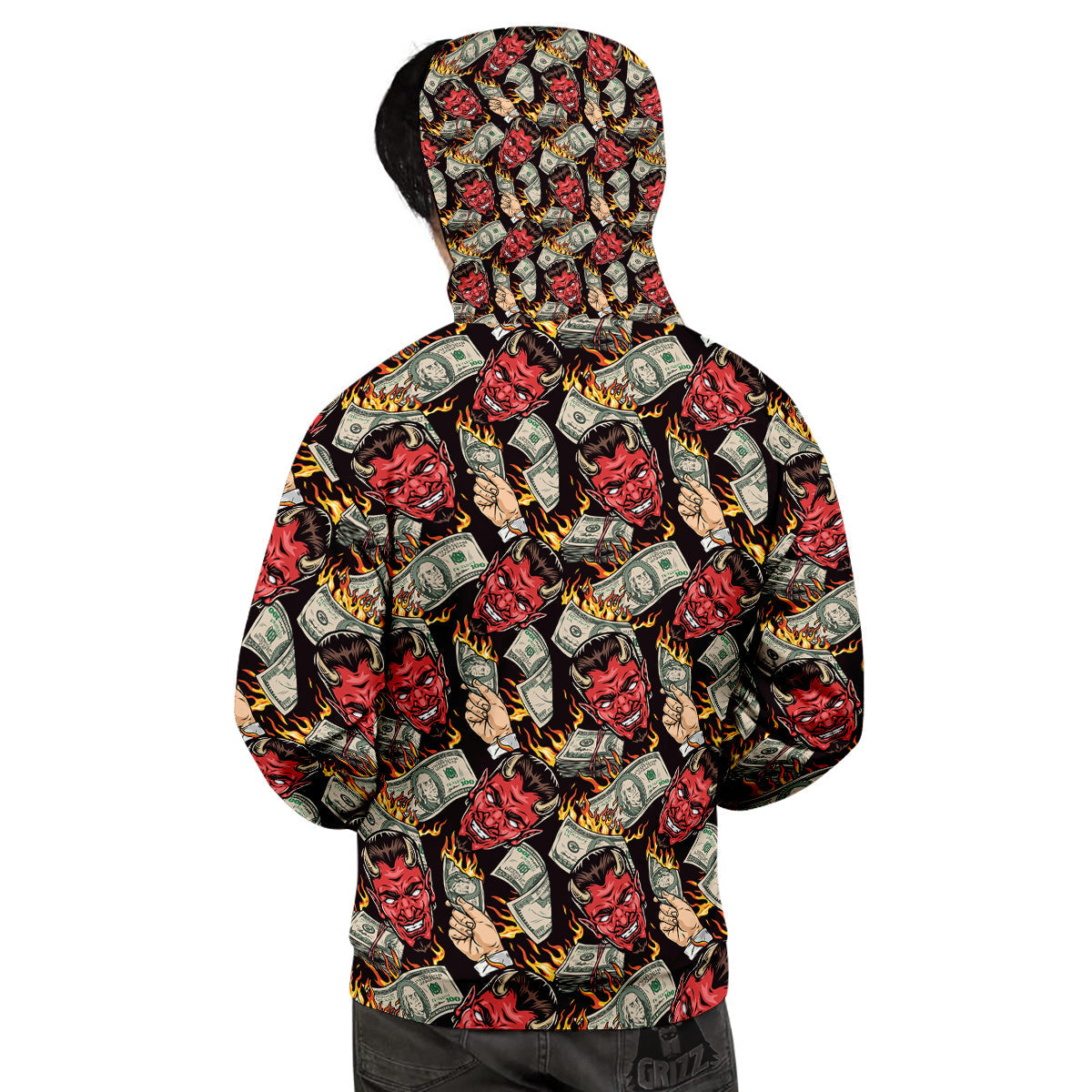 Devil And Dollar Print Pattern Men's Hoodie-grizzshop