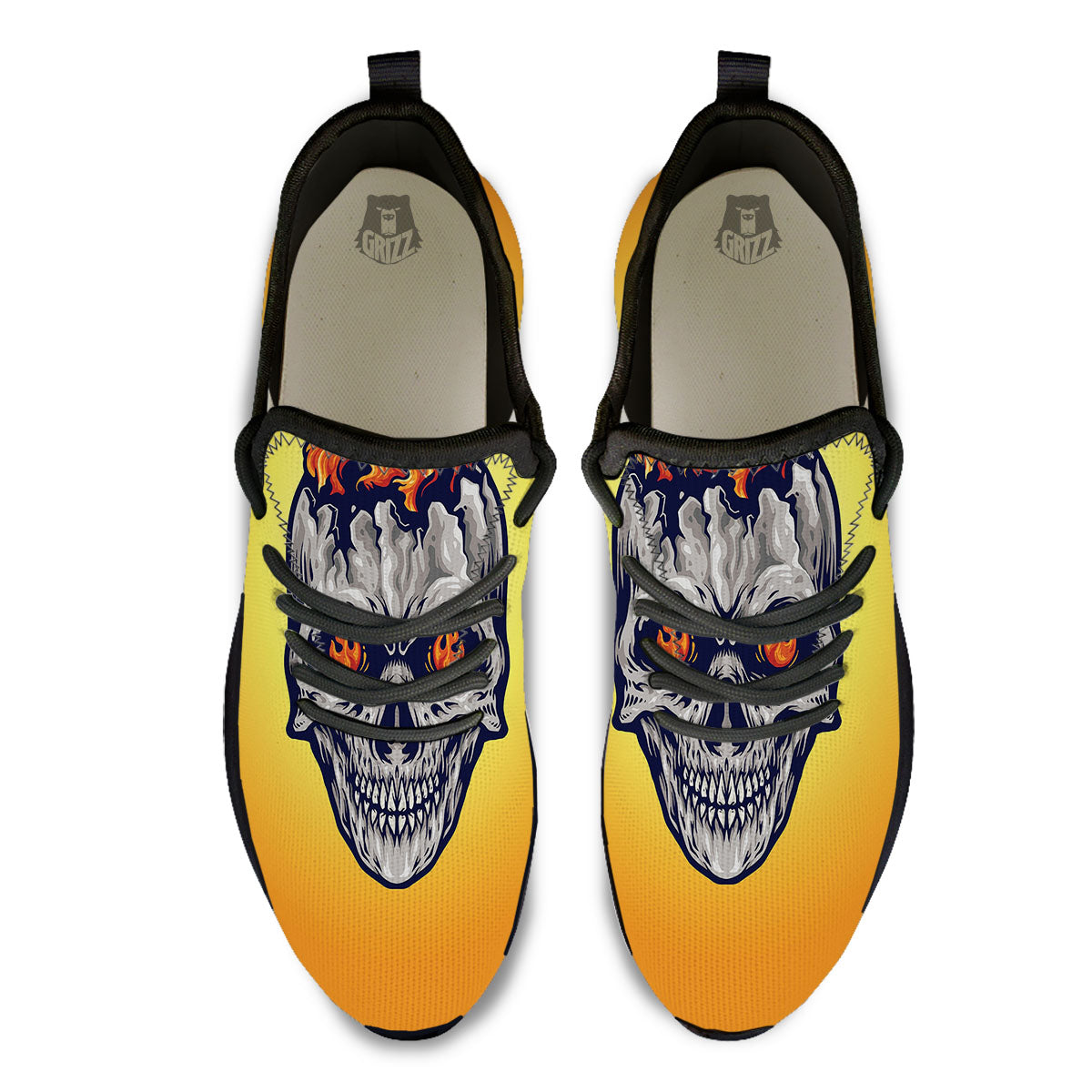 Devil Fire Punk Print Black Athletic Shoes-grizzshop