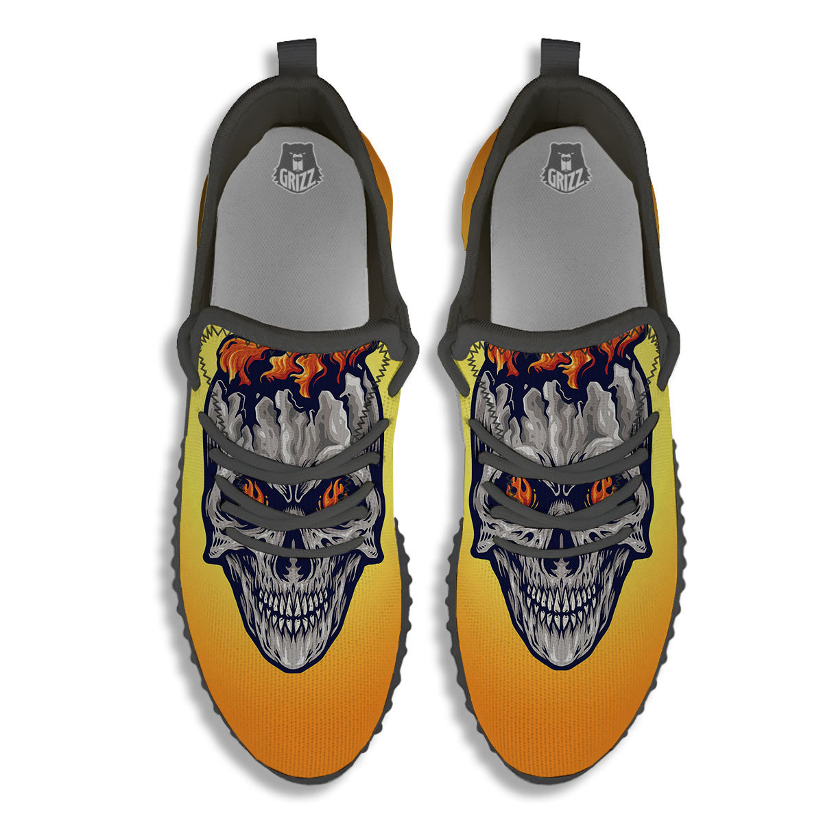Devil Fire Punk Print Black Walking Shoes-grizzshop