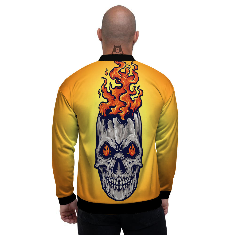 Devil Fire Punk Print Men's Bomber Jacket-grizzshop